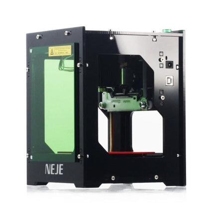 NEJE Bluetooth Laser Engraver for Creative DIY Projects black desktop engraver showing green laser module and enclosure