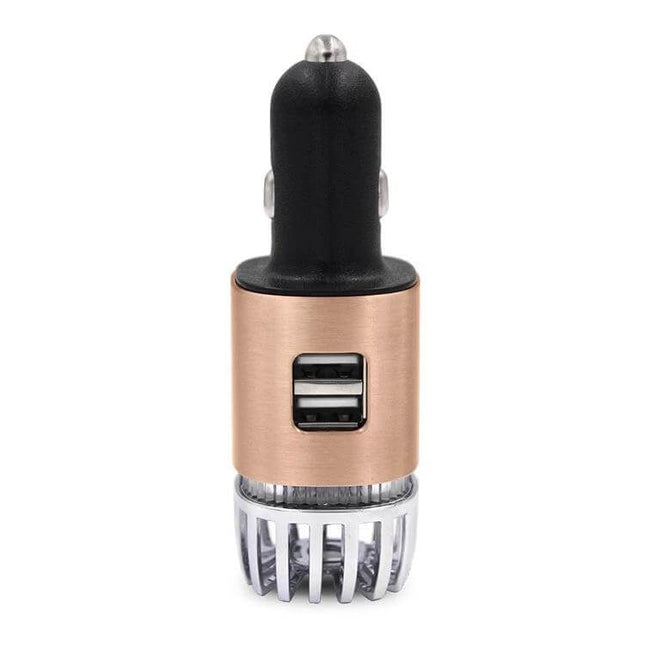 2-In-1 In-Car Air Purifier And Humidifier With Aromatherapy compact rose gold car USB unit with ionizer and aromatherapy vent