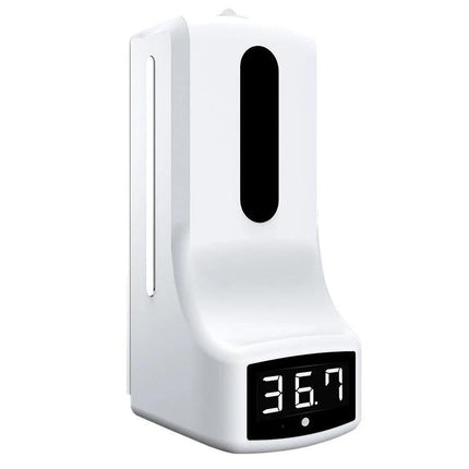 A K9 Thermometer And Soap Dispenser For Daily Hygiene Tasks wall-mounted touchless soap dispenser with digital thermometer display 36.7°C