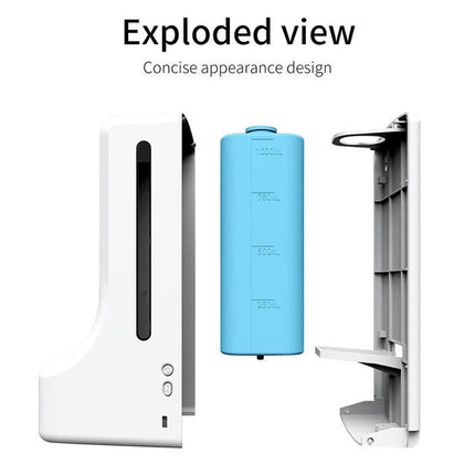 A K9 Thermometer And Soap Dispenser For Daily Hygiene Tasks showing exploded view with white outer shell and blue inner reservoir