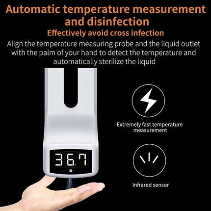 A K9 Thermometer And Soap Dispenser For Daily Hygiene Tasks - touchless infrared thermometer with digital display dispensing soap for contact-free cleaning