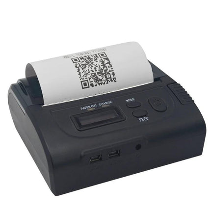 Portable Bluetooth Thermal Receipt Printer for Delivery Services - compact black mobile receipt printer printing QR code for delivery and field transactions