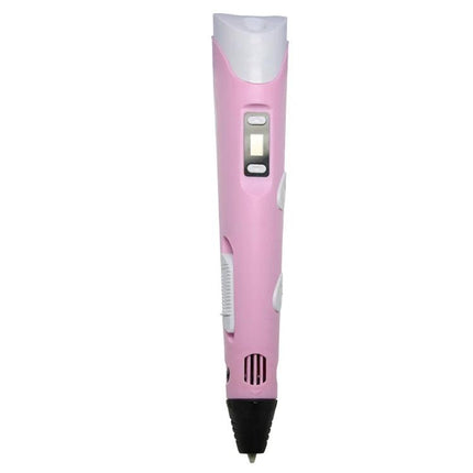 Hand-Held 3D Printing Pen for Artistic Design and Creation - pink ABS extruding pen with LCD and ergonomic grip