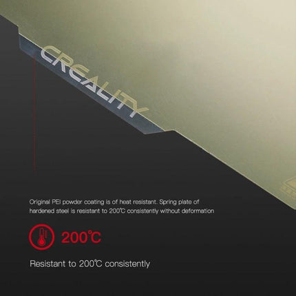 Creality Double-Sided PEI Printing Plate with Magnetic Base showing heat-resistant PEI surface and 200°C resistance