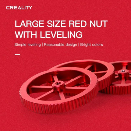 Creality Aluminum Leveling Nut for Ender-3 3D Printers - red anodized large-size leveling nut for improved bed calibration and corrosion-resistant aluminum alloy
