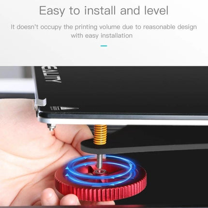 Creality Aluminum Leveling Nut for Ender-3 3D Printers installed under bed, red aluminum leveling knob for precise bed leveling and corrosion-resistant upgrade