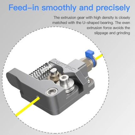 Creality All-Metal Bowden Extruder Kit for 3D Printing Essentials - close-up of all-metal extruder showing feed-in, spring, and extrusion gear