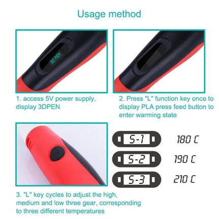 3D Printing Pen for Kids Creative Drawing with LCD Display