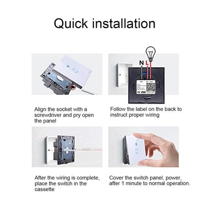 Sonoff 86mm Touch Panel Wall Switch for Smart Home Lighting quick installation step-by-step wiring and panel cover