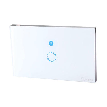 Sonoff Touch 120mm Smart Wall Switch for Home Lighting Control - white touch panel with WiFi icon and LED indicators