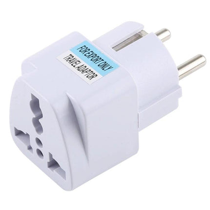 Universal Travel Adapter for UK to EU Plug Charging Abroad compact white adaptor for phone laptop camera charging in hotels and airports