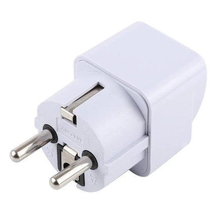Universal Travel Adapter for UK to EU Plug Charging Abroad compact white adapter for phones laptops and cameras