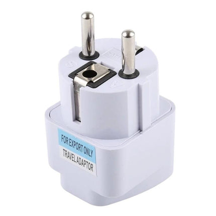 Universal Travel Adapter for UK to EU Plug Charging Abroad - compact white UK-to-EU travel plug adapter for phone laptop camera charging