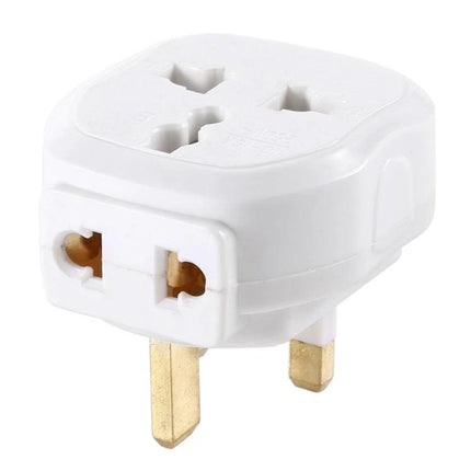 Universal Multi-Plug Travel Adapter for UK and International Use compact white adapter showing UK plug pins and multi-socket for global devices