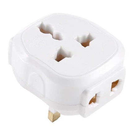 Universal Multi-Plug Travel Adapter for UK and International Use compact white adapter for UK, US, AU, EU plugs, ideal for travel and business
