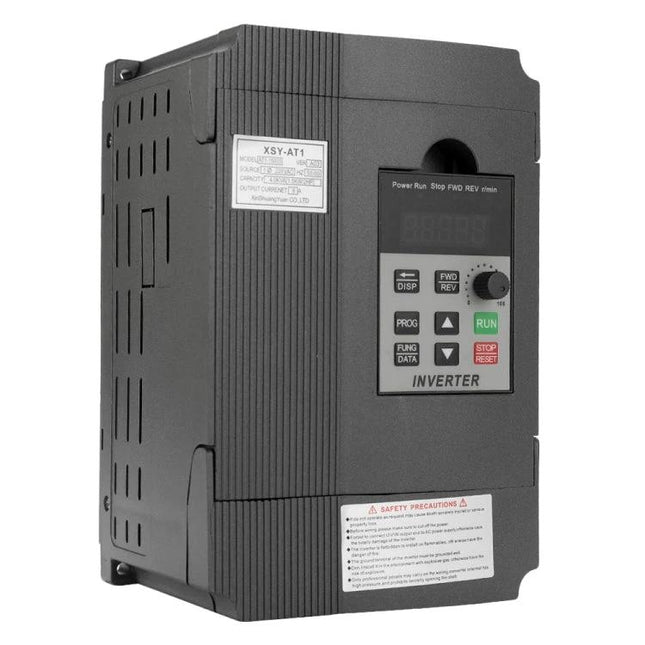 Reliable Single-Phase Inverter for Everyday Home Power Conversion - black inverter unit with control panel and run/stop buttons