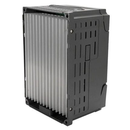 Reliable Single-Phase Inverter for Everyday Home Power Conversion, compact gray unit with aluminum heat sink and ventilated black housing