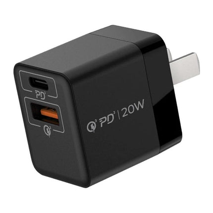 Essential MOMAX Charger for Your Everyday Travel and Home Use - compact black 20W PD USB-C and USB-A travel wall charger