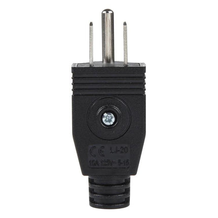 Universal US Wall Plug Adapter for Travel and Appliances black replacement plug for cords and appliances, front view