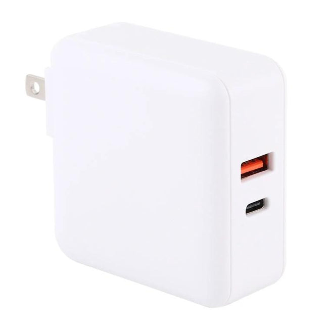 Compact USB Charger for Daily Travel and Home Use - white dual-port wall charger with USB-A and USB-C, compact travel-size