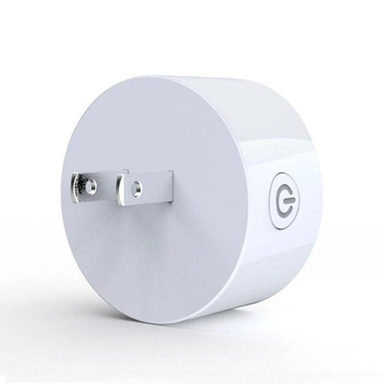WiFi Smart Socket with App Control and Scheduling Features — white plug-in smart outlet with power button, app remote control and scheduling for home routines