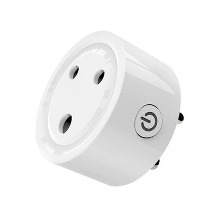 Smart WiFi Plug for Remote Scheduling and Device Control in South Africa - white compact smart plug with power button for remote home automation