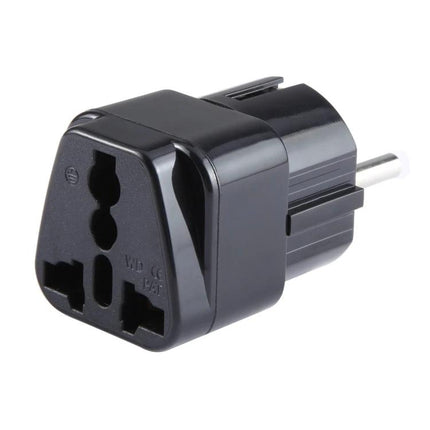 Universal UK to EU Travel Plug Adapter with Fuse for Charging Devices - black compact UK-to-EU travel charger adapter