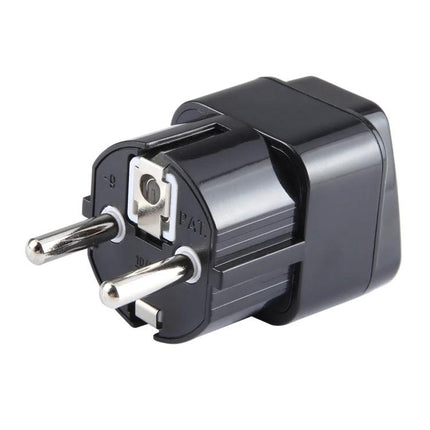 Universal UK to EU Travel Plug Adapter with Fuse for Charging Devices - black compact travel adapter for smartphones and laptops