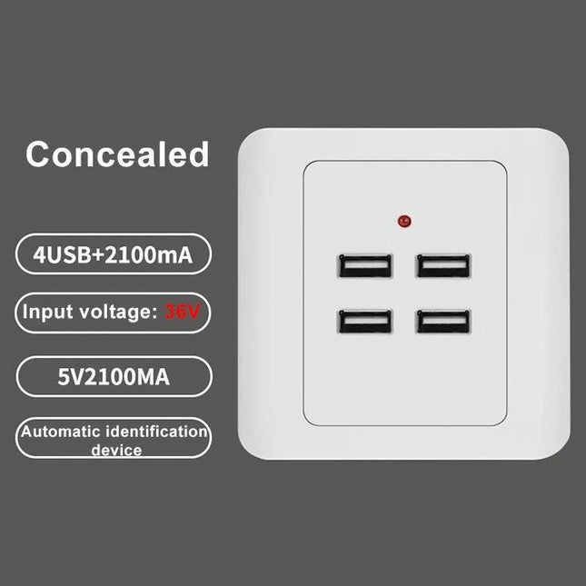 Practical Four-Port USB Wall Charger for Daily Device Powering with flame-retardant panel and built-in safeguards