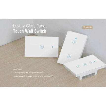 EWeLink 2-Gang Smart Wall Switch with Touch and App Control - white luxury glass panel touch wall switch for living room and kitchen