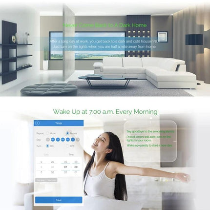 EWeLink 2-Gang Smart Wall Switch with Touch and App Control in modern living room controlling lights via app and touch