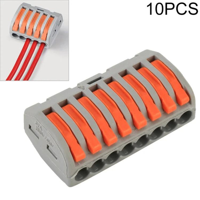 8-Port Wiring Connector for Safe Electrical Junctions in Lighting - PA66 8-port lever connector for tidy home and office lighting wiring