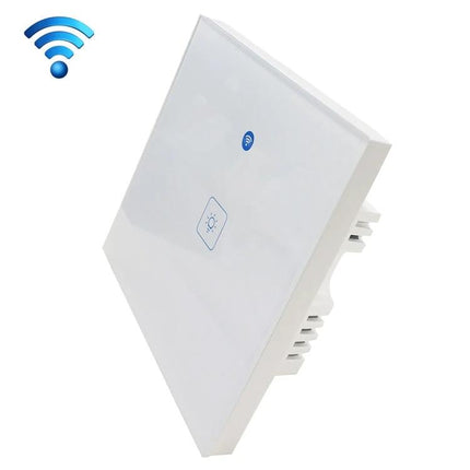 EWeLink 1 Gang Smart Wall Switch with Touch and App Control showing white glass touch panel and WiFi icon
