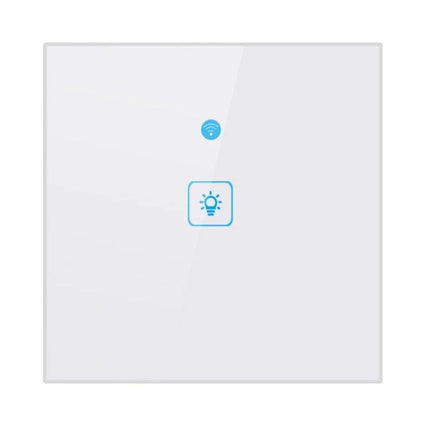 EWeLink 1 Gang Smart Wall Switch with Touch and App Control - white touch panel with WiFi and light icon