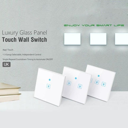 EWeLink 1 Gang Smart Wall Switch with Touch and App Control white glass panel touch switch for remote and timer control