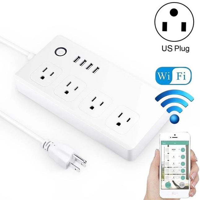 WiFi Smart Power Socket for Remote Device Control at Home - white 4-outlet smart strip with USB ports and mobile app control