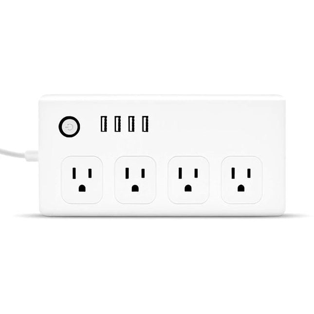 WiFi Smart Power Socket for Remote Device Control at Home - white 4-outlet smart plug with 4 USB ports and app scheduling for energy savings