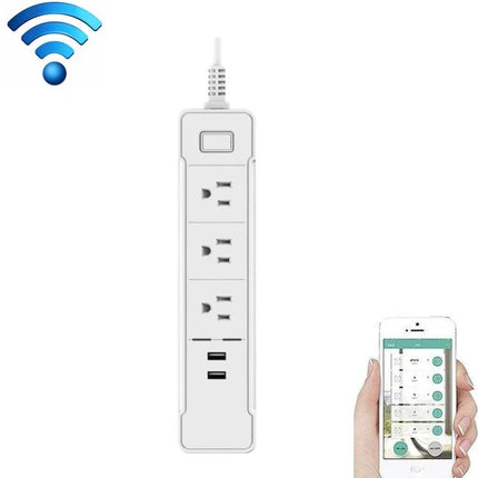 Smart WiFi Power Strip for Home Devices with 2 USB Ports and 3 Outlets white smart surge protector with 3 AC outlets, 2 USB ports and phone app control