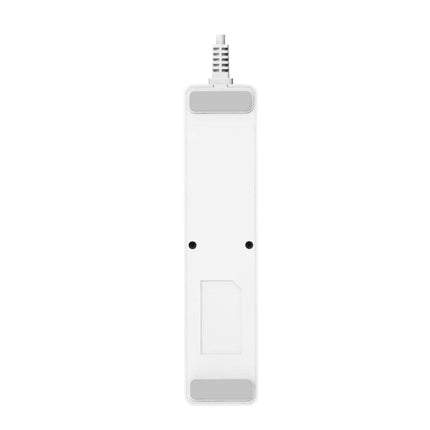 Smart WiFi Power Strip for Home Devices with 2 USB Ports and 3 Outlets white slim top view showing cord and outlets, app and voice control compatible