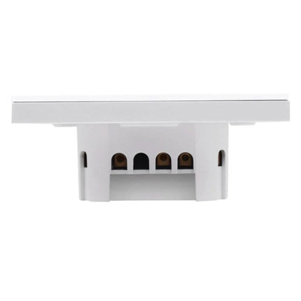 EWeLink Tempered Glass 3-Gang Smart Wall Switch for Home Control white back connector view, wiring terminal close-up