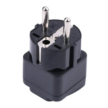 Portable Universal Power Adapter for EU, UK, and US Outlets compact black travel plug adapter for Europe, UK and US compatibility