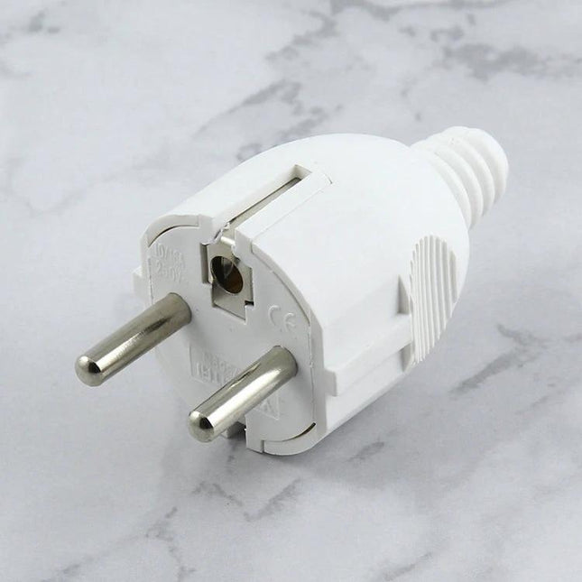 Detachable Side Wiring EU Power Plug for Electrical Devices white two-pin plug for lamps and appliances, detachable side-wiring design