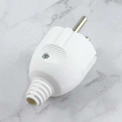 Detachable Side Wiring EU Power Plug for Electrical Devices white replaceable EU plug with side wiring and screw on marble background