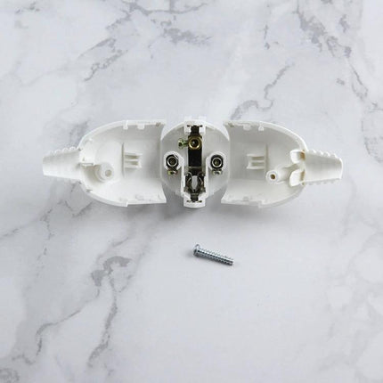 Detachable Side Wiring EU Power Plug for Electrical Devices - white two-part open plug showing interior contacts and screw