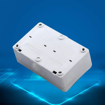 Waterproof Double Socket with Protective Cover for EU Plugs shown in white outdoor-rated enclosure for garden and patio power protection
