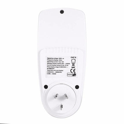 Home Energy Monitor for Tracking Electricity Usage with AU Plug white plug-in monitor showing AU three-pin socket and label