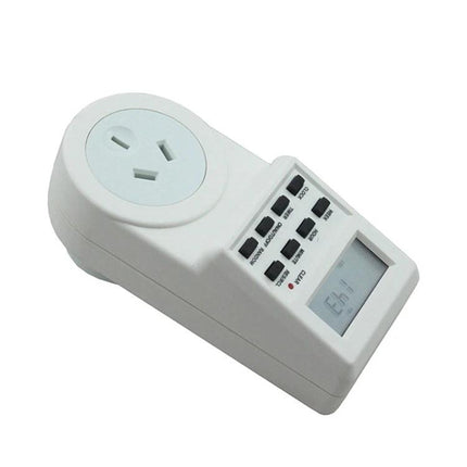 Australian Smart Timer Switch Socket with LCD Clock Function showing white plug-in timer with LCD and programming buttons