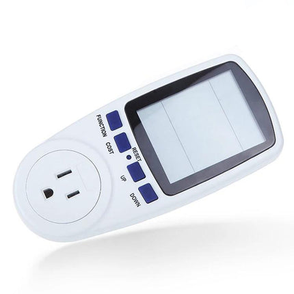 LCD Electricity Usage Monitor for Home Energy Tracking plug-in monitor with clear LCD display and buttons to track appliance power usage