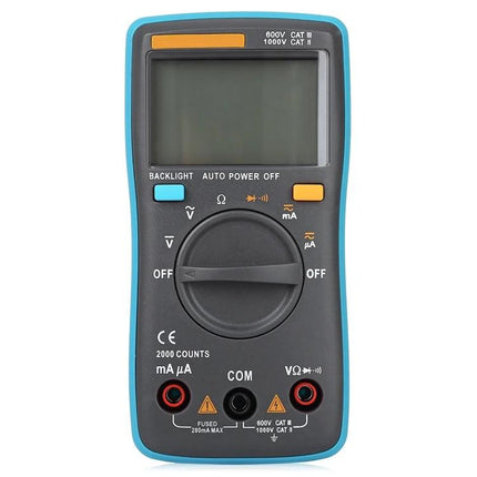 Portable Digital Multimeter for Everyday Electrical Testing, compact auto-ranging handheld meter with large LCD and rotary dial
