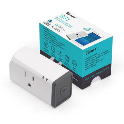Sonoff S31 Smart Plug with Remote Control and Energy Monitoring - white US outlet smart plug with app and packaging